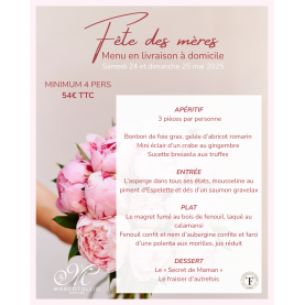 MENU FETE DES MERES EN LIVRAISON - ADULTE - 24 et 25 Mai 2025